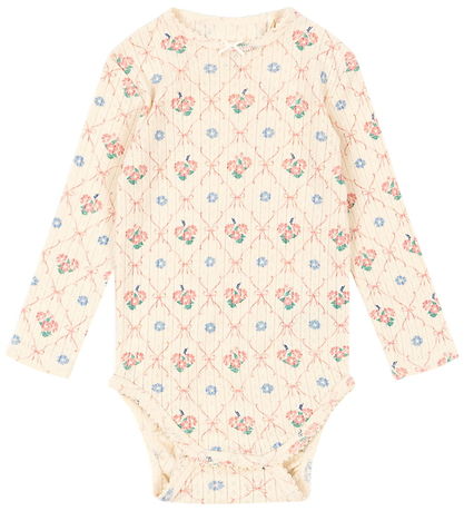 Konges Sløjd Bodysuit l/s - Rib - Minnie - Fleur Decor w. Pointe