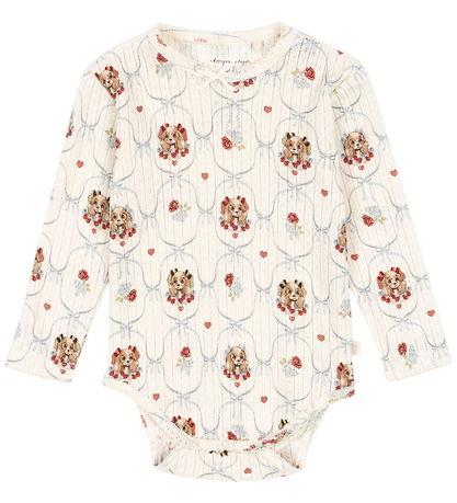 Konges Sløjd Bodysuit l/s - Rib - Minnie - Puppy w. Pointelle