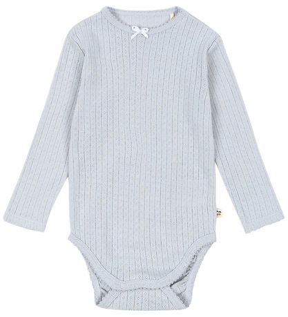 Konges Sløjd Bodysuit l/s - Rib - Minnie - Gray Dawn w. Pointell
