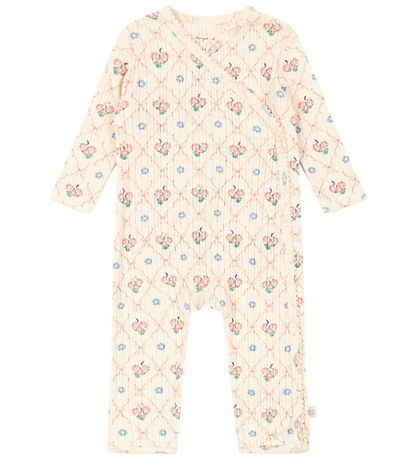 Konges Sløjd Jumpsuit - Rib - Minnie - Fleur Decor w. Pointelle