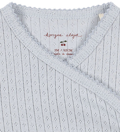 Konges Sløjd Bodysuit l/s - Rib - Minnie - Gray Dawn w. Pointell