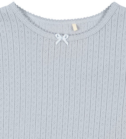 Konges Sløjd Bluse - Rib - Minnie - Grau Dawn m. Lochmuster