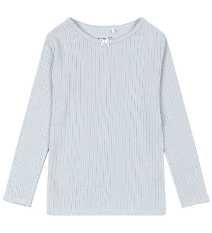 Konges Sløjd Bluse - Rib - Minnie - Grau Dawn m. Lochmuster
