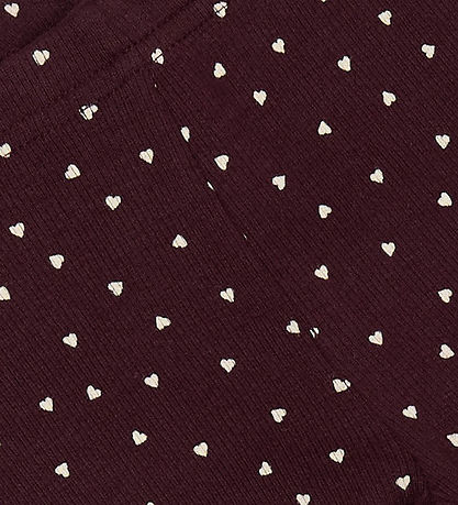Petit Piao Leggings - Rib - Modal - Dark Grape m. Herzen