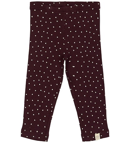Petit Piao Leggings - Rib - Modal - Dark Grape m. Herzen