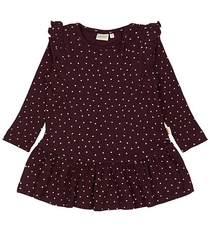 Petit Piao Kleid - Rib - Modal - Dark Grape m. Herzen