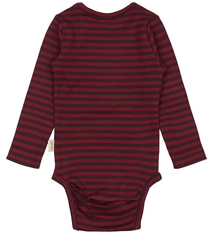 Petit Piao Bodysuit l/s - Rib - Modal - Dark Grape/Biking Red