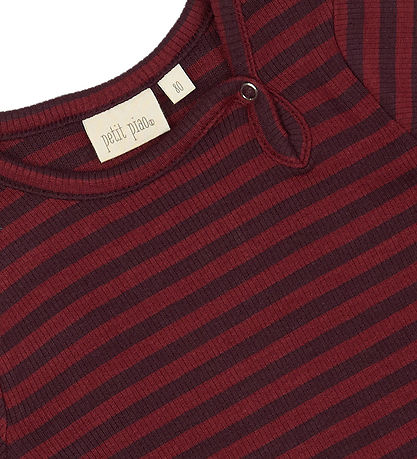 Petit Piao Bodysuit l/s - Rib - Modal - Dark Grape/Biking Red