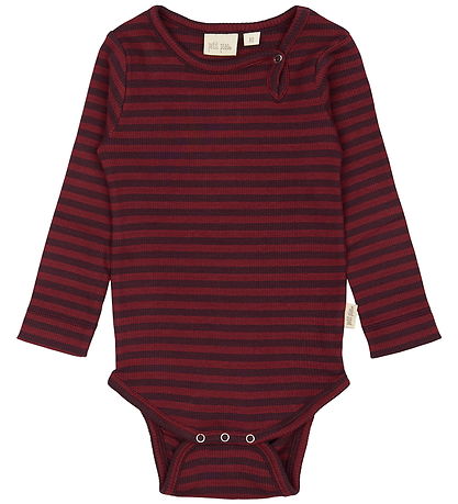 Petit Piao Bodysuit l/s - Rib - Modal - Dark Grape/Biking Red