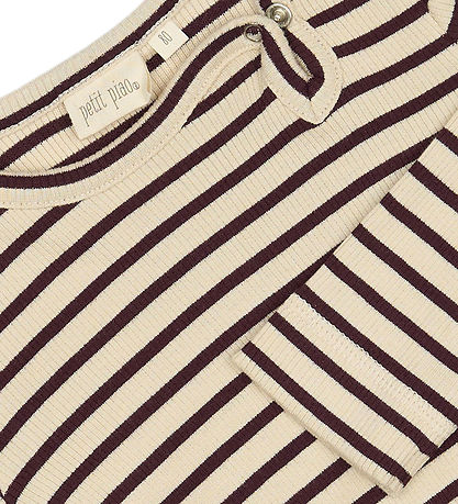 Petit Piao Bodysuit l/s - Rib - Dark Grape/Off White