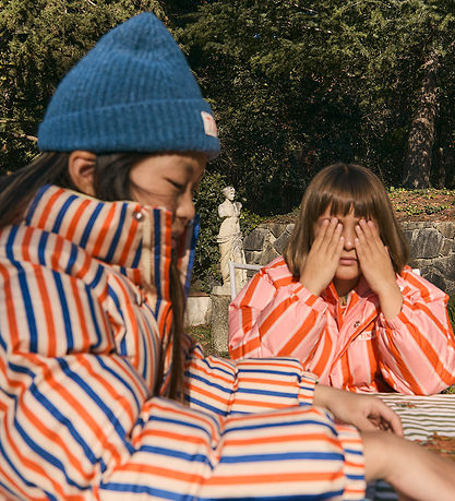 Tiny Cottons Puffer Jacket - Retro Stripes - Summer Red/Pink