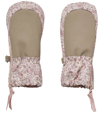 Wheat Mittens - Rose Dust Flowers