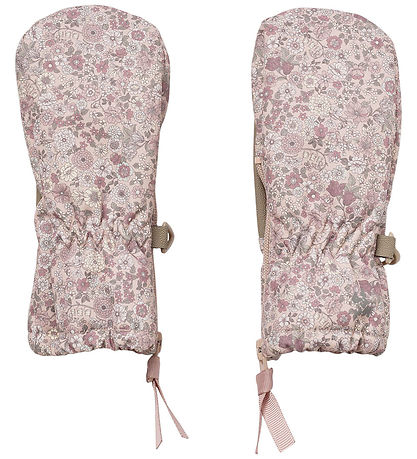 Wheat Mittens - Rose Dust Flowers