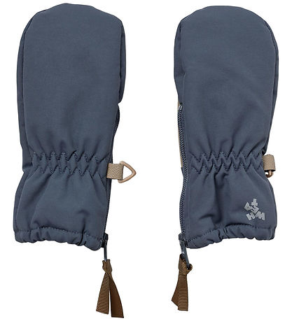 Wheat Mittens w. Zipper - Grey Blue
