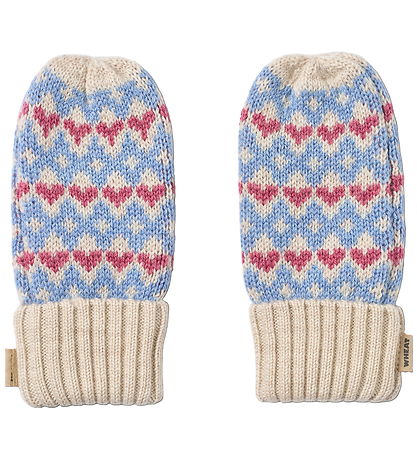 Wheat Mittens - Knitted - Haansi - Blue