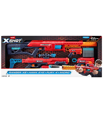 X-Shot Foam guns - Ranger X8 & Hawk Eye & Fury 4 & Micro - Red