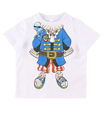 Stella McCartney Kids Stuttermabolur - Hvítur M. Sjóræningi