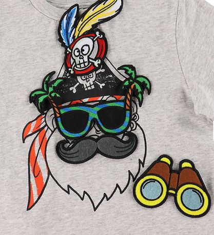 Stella McCartney Kids T-shirt - Gråmelerad m. Pirat/Patches