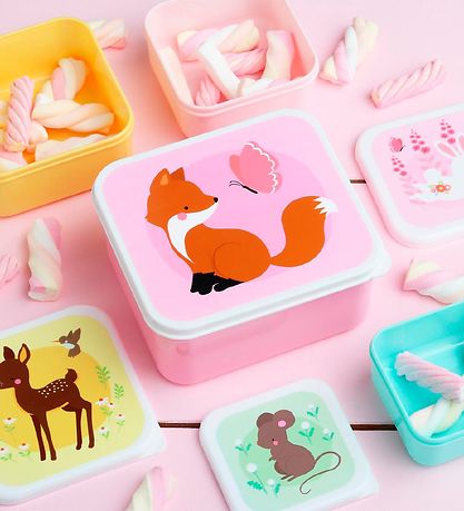 A Little Lovely Company Lunchbox Set - 4 pcs - Forest Friends