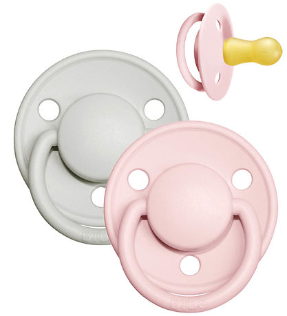 BIBS De Lux Pacifiers - 2-Pack - Size 2 - Round - Haze/Blossom