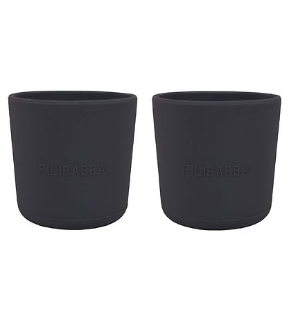 Filibabba Becher - 2er-Pack - Silikon - Stone Grey