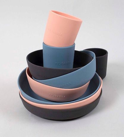 Filibabba Dinner Set - Silicone - 3 Parts - Powder Blue