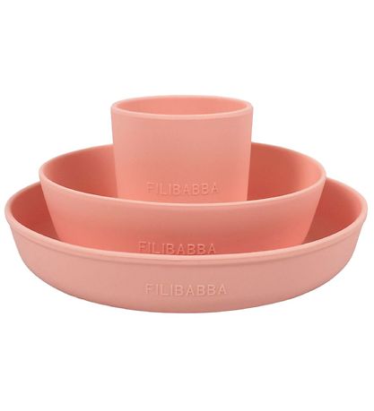 Filibabba Dinner Set - Silicone - 3 Parts - Peach