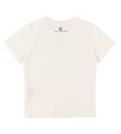 Calvin Klein Stuttermabolur - Reg - Greige/Dökkblátt