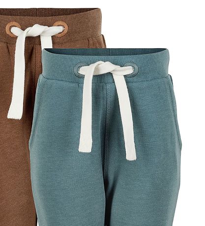 Minymo Jogginghosen - 2er-Pack - Toffee/Aquagrün