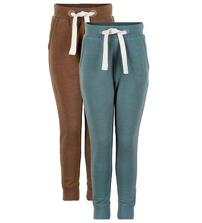 Minymo Sweatpants - 2-Pack - Toffee/Aqua Green