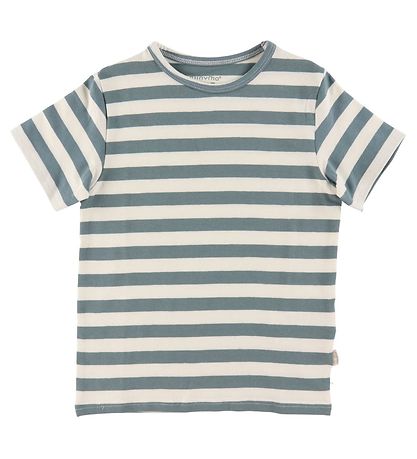 Minymo T-shirt - 2-Pack - White/Green Striped/Toffee