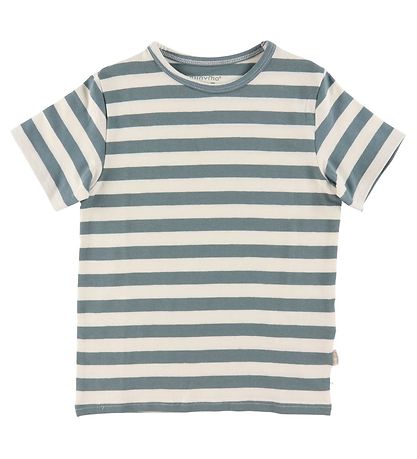 Minymo T-Shirt - 2er-Pack - Weiß/Grün Gestreift/Toffee
