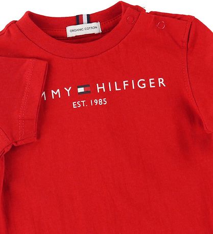 Tommy Hilfiger Stuttermabolur - Essential - Organic - Deep Crims
