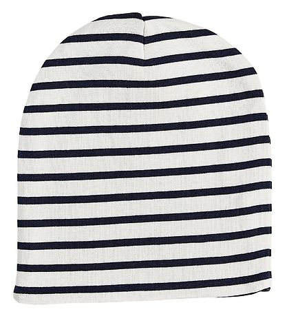 Racing Kids Mütze - 2-lagig - Weiß/Navy m. Streifen