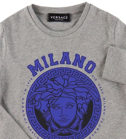 Versace Long Sleeve Top - Medusa - Grey Melange/Blue