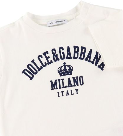 Dolce & Gabbana Stuttermabolur - Nauðsynlegt - Hvítt M. Texti