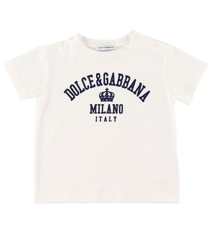Dolce & Gabbana Stuttermabolur - Nauðsynlegt - Hvítt M. Texti