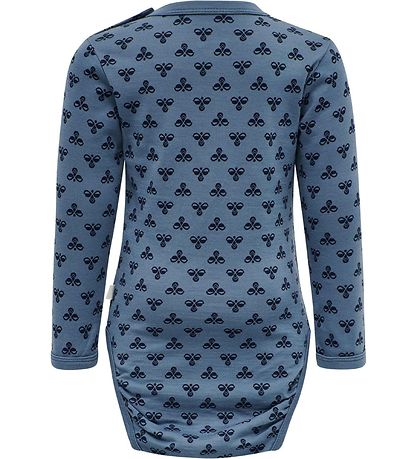 Hummel Bodysuit l/s - hmlBambo - Wool - Blue w. Logo