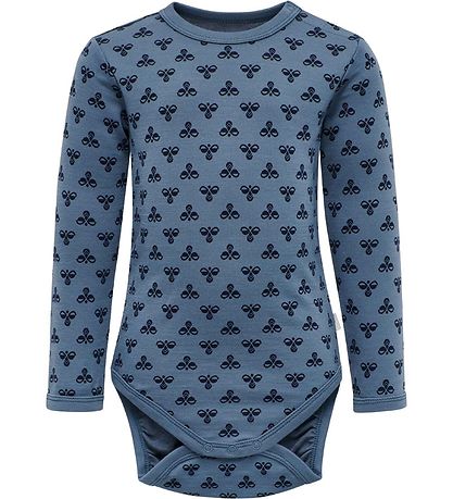 Hummel Bodysuit l/s - hmlBambo - Wool - Blue w. Logo