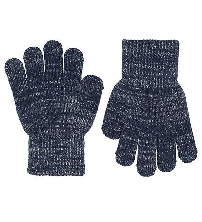Melton Handschuhe - Strick - 2er-Pack - Grau/Navy m. Glitzer