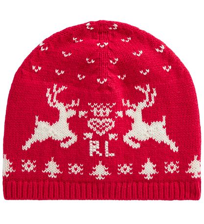 Polo Ralph Lauren Beanie Cotton Wool Classic Red w. Patter KW US