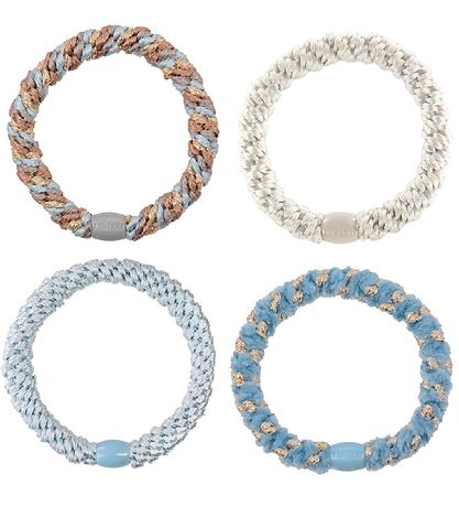 Kknekki Haargummis - 4er-Pack - Blau/Weiß/Glitzer