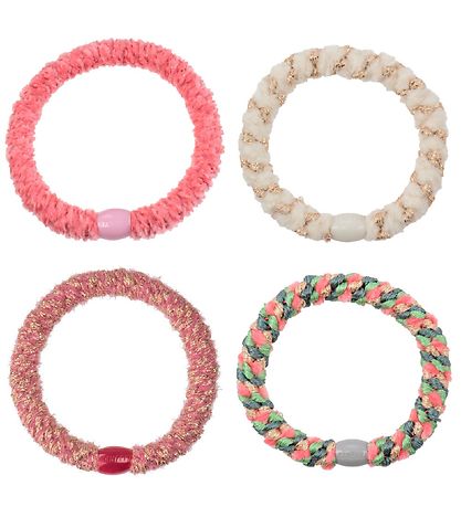 Kknekki Elastic Hair Bands - 4-Pack - Gold/Pink/Glitter/White
