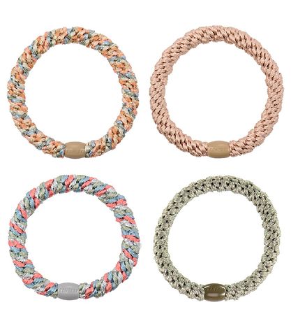 Kknekki Haargummis - 4er-Pack - Grün/Multi/Glitzer/Beige