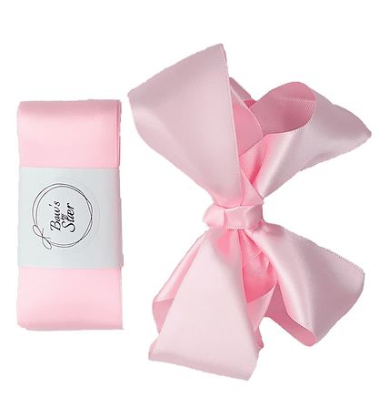 By Str Ruban de Baptme av. Noeud Papillon - Satin - Rose Clair