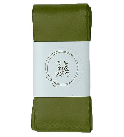 By Stær Baptism Ribbon w. Bow - Satin - Double Bow - Moss