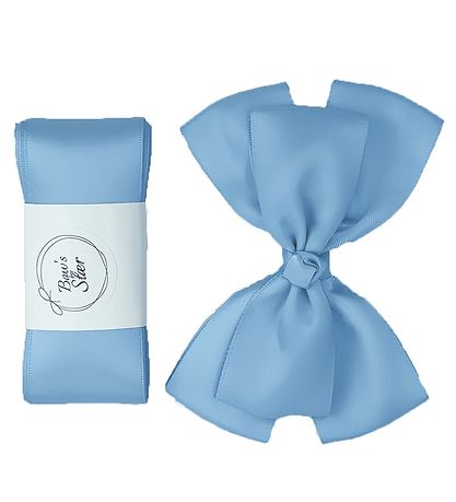 By Str Taufband m. Schleife - Satin - Doppelt Bow - Hellblau