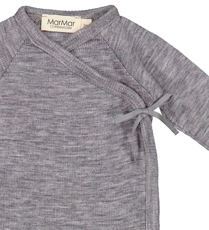 MarMar Wrap Bodysuit l/s - Wool - Belita - Grey Melange