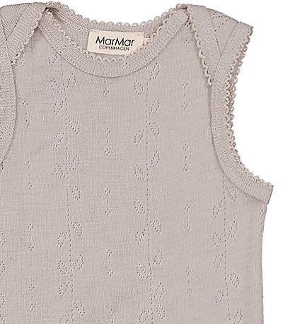 MarMar Bodysuit Sleeveless - Wool - Pointelle - Bini - Soft Dove