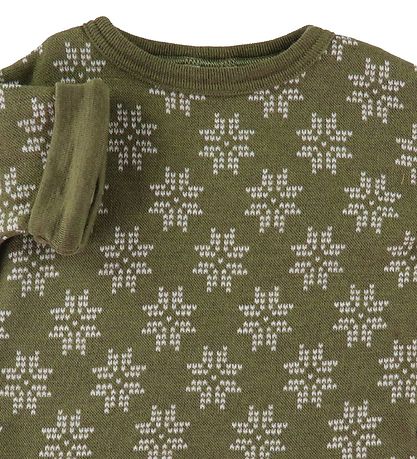 Joha T-shirt - Wool - Army Green with Stars